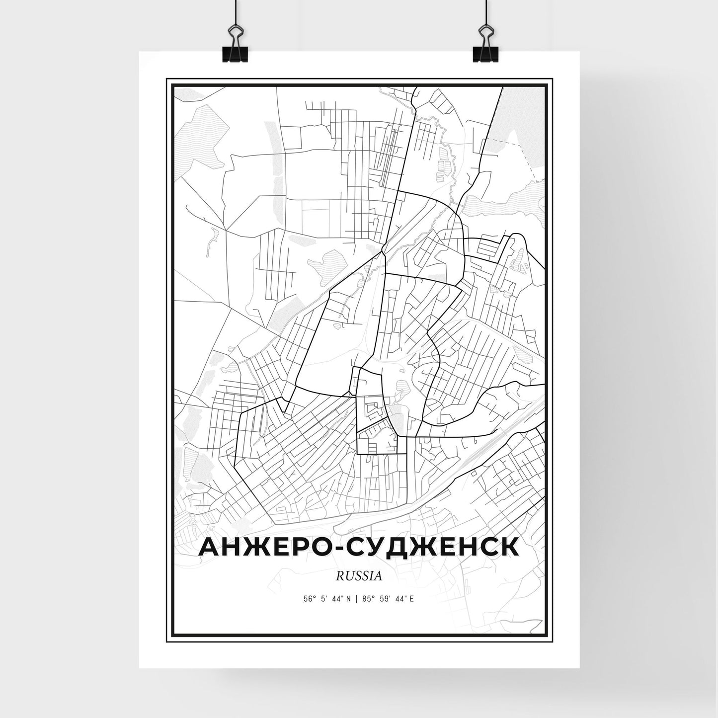 Anzhero-Sudzhensk Russia - Premium City Map Poster