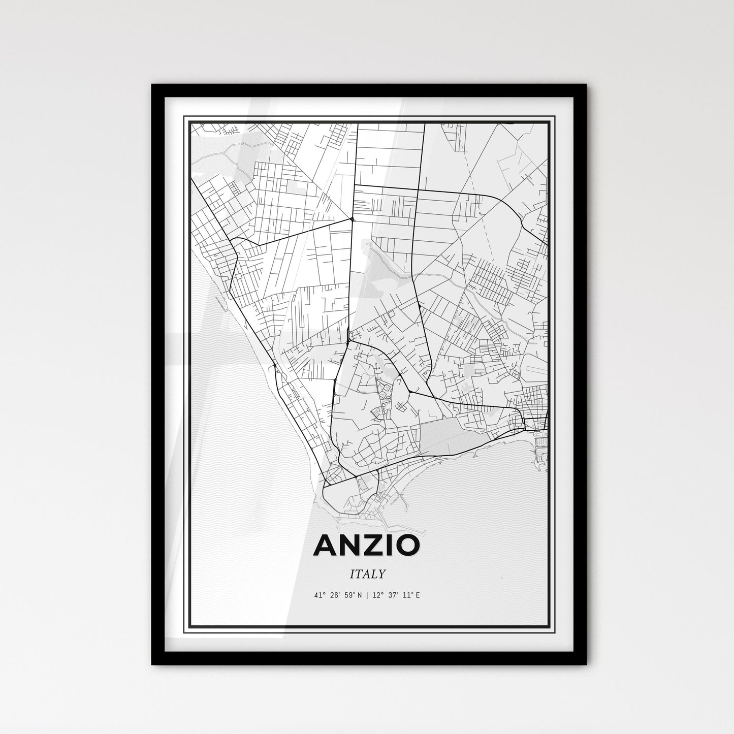 Anzio Italy - Scandinavian Style City Map for Modern Home Decor