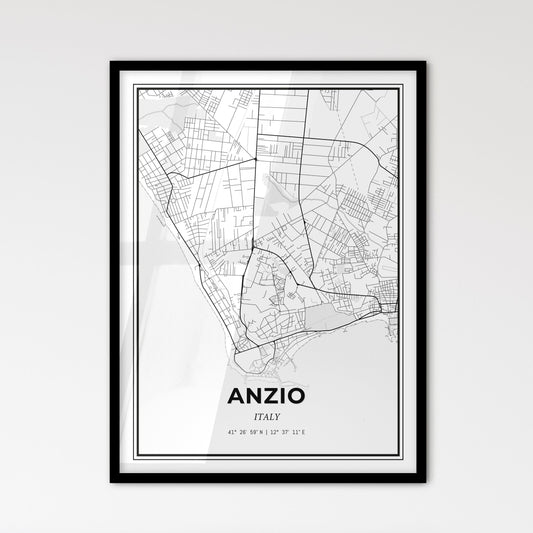 Anzio Italy - Scandinavian Style City Map for Modern Home Decor