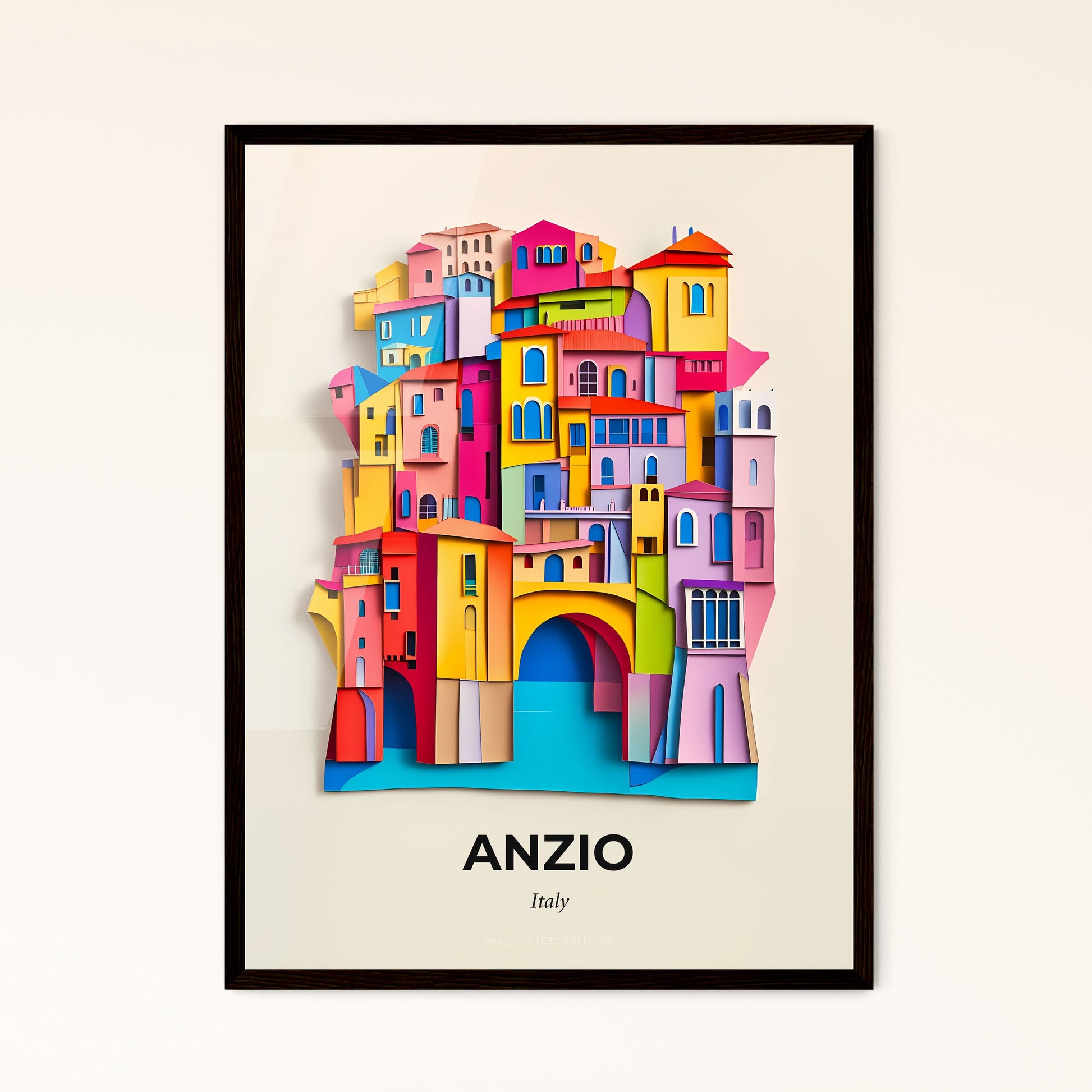 Vivid Anzio, Italy - a colorful city with a bridge and a river