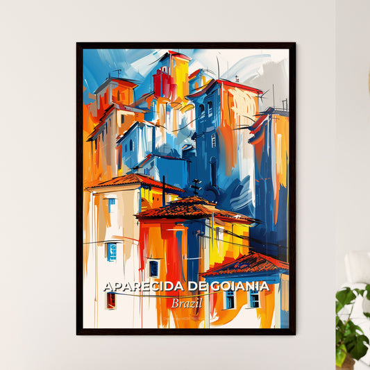 Vibrant Aparecida De Goiania, Brazil - A Painting Of Buildings With A Colorful Background