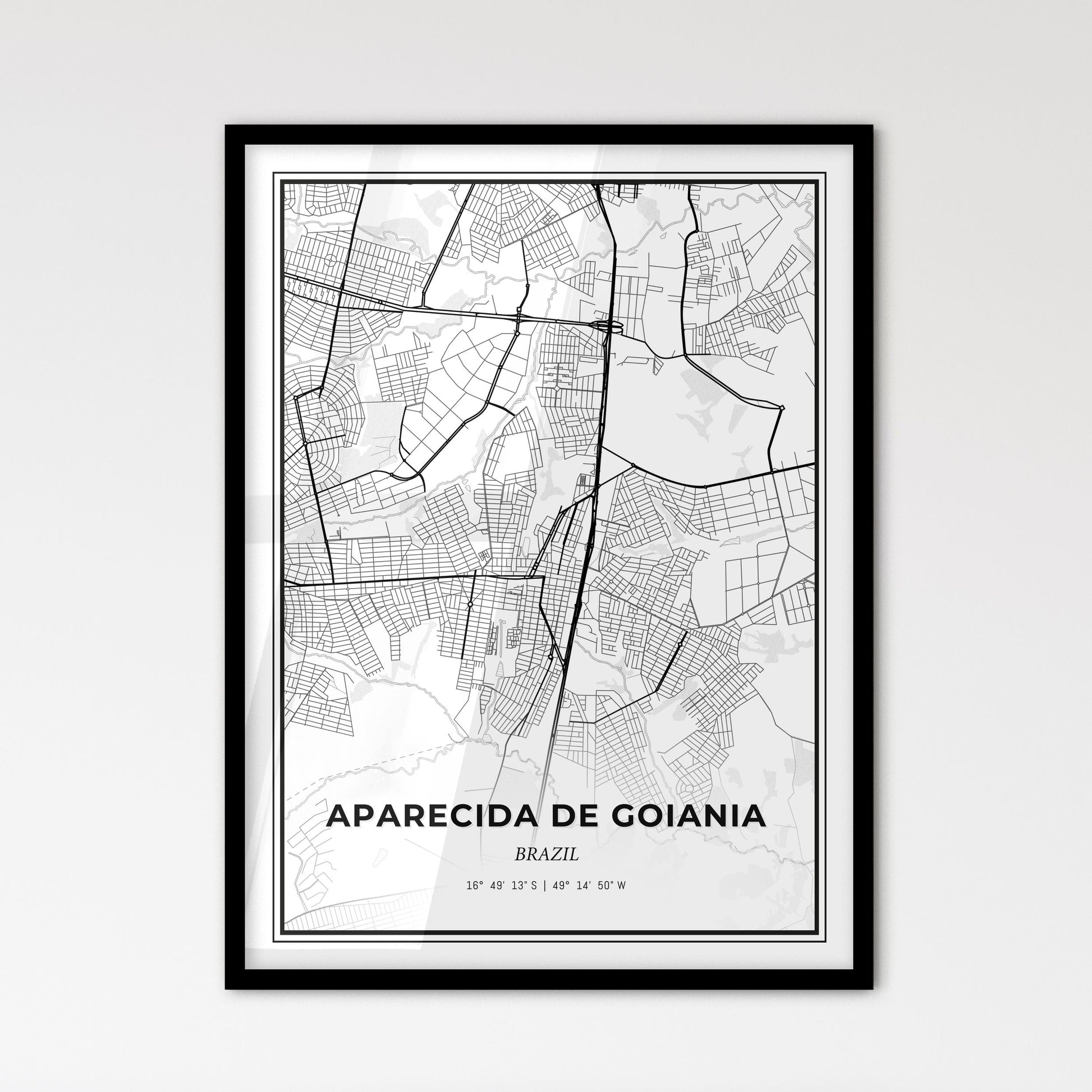 Aparecida de Goiania Brazil - Scandinavian Style City Map for Modern Home Decor