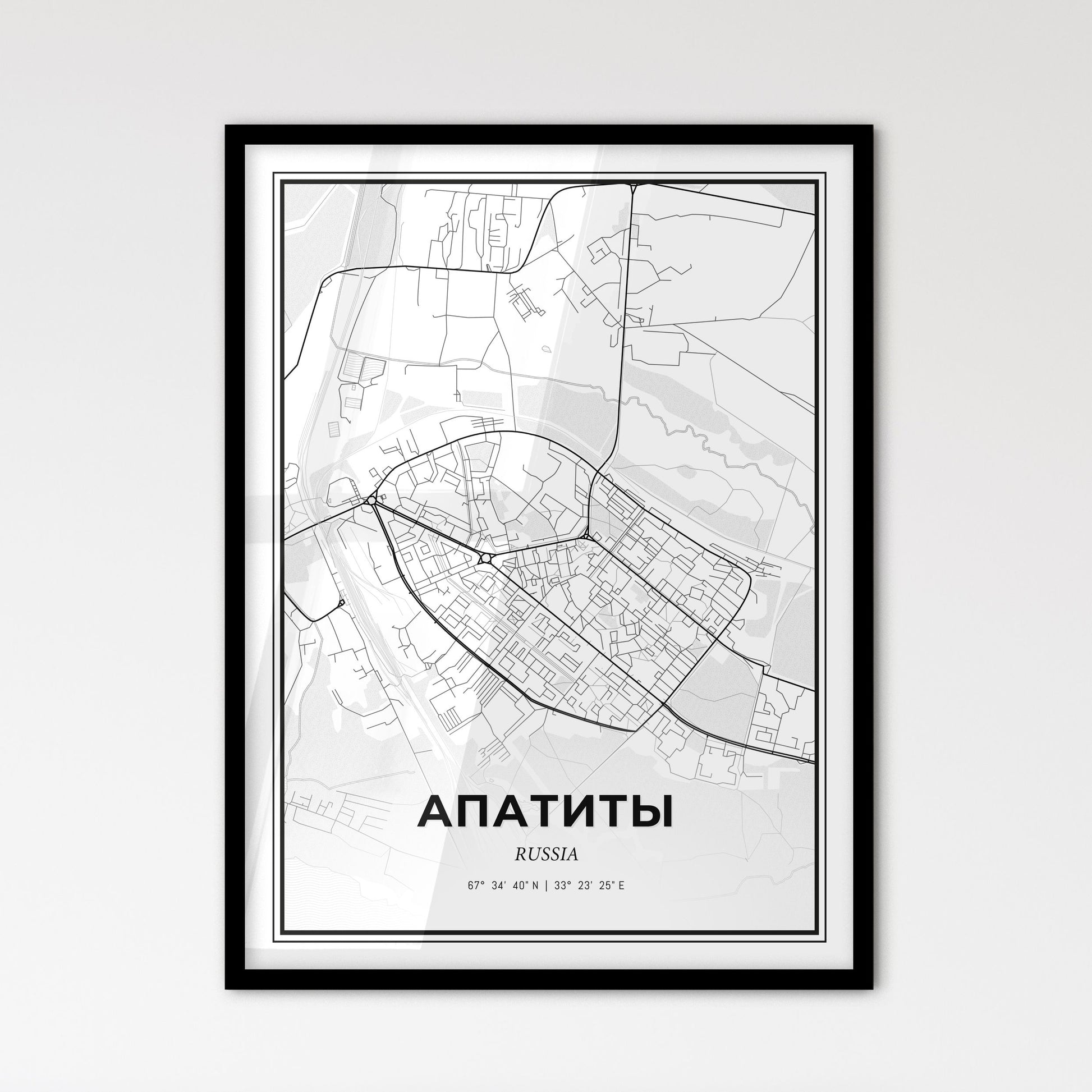 Apatity Russia - Scandinavian Style City Map for Modern Home Decor