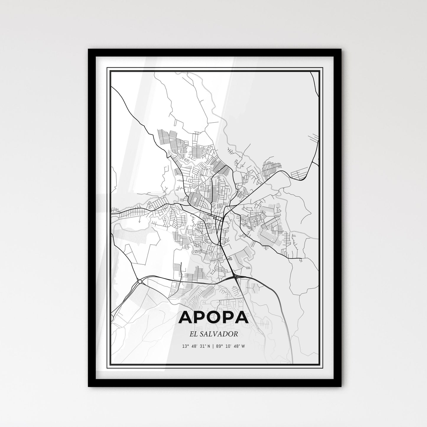 Apopa El Salvador - Scandinavian Style City Map for Modern Home Decor