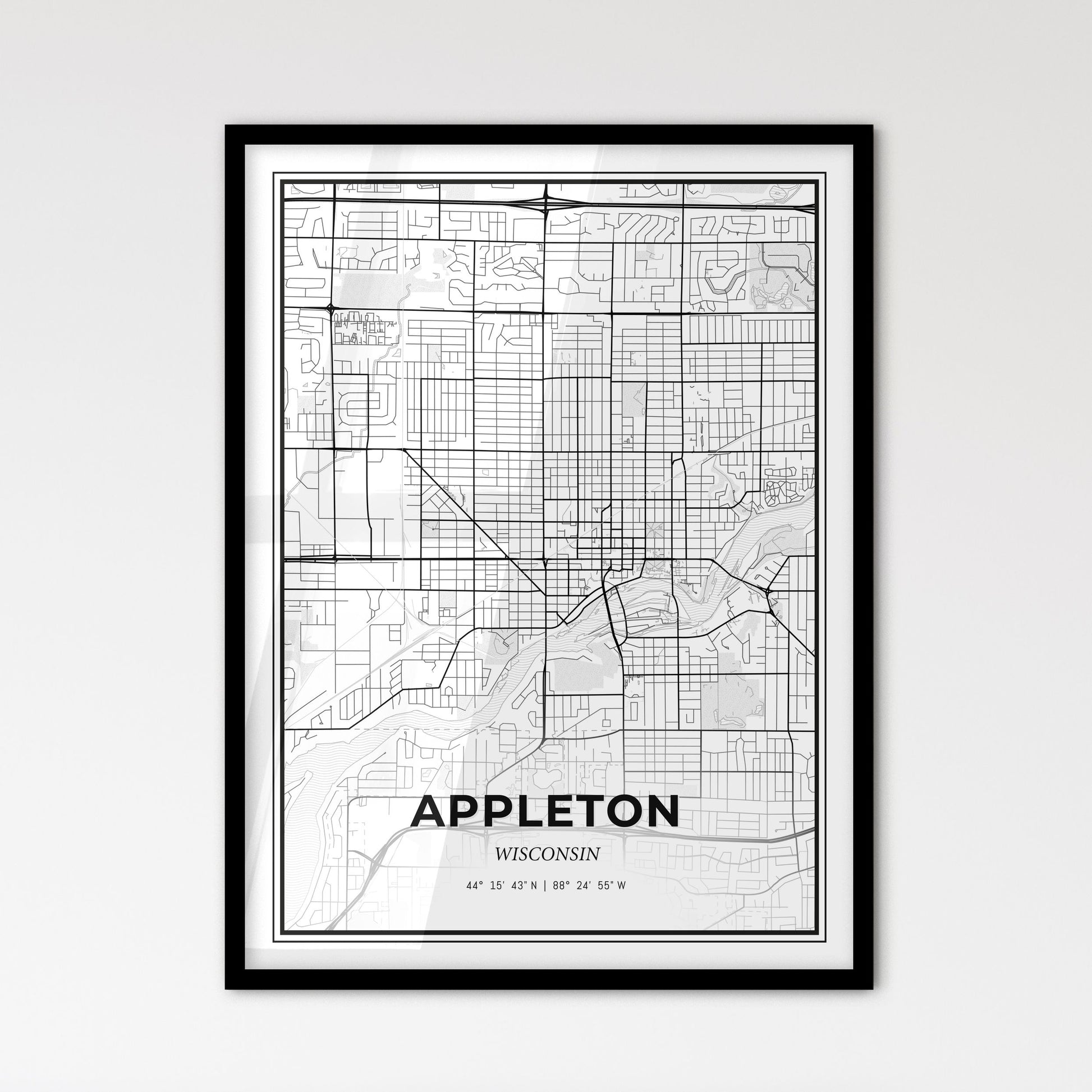 Appleton Wisconsin - Scandinavian Style City Map for Modern Home Decor