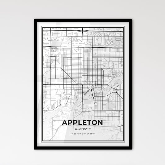 Appleton Wisconsin - Scandinavian Style City Map for Modern Home Decor