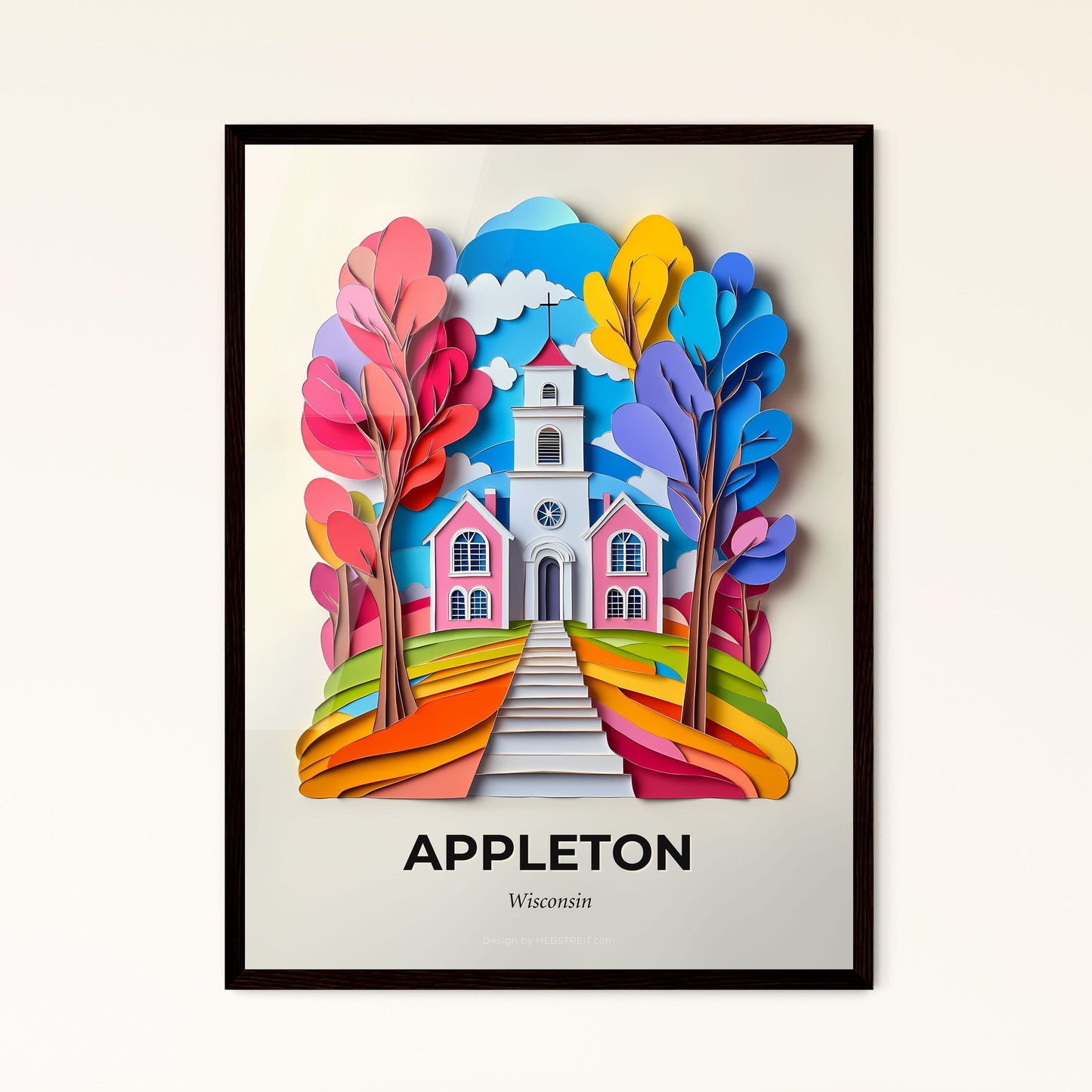 Vivid Appleton, Wisconsin - a church with a steeple surrounded by trees