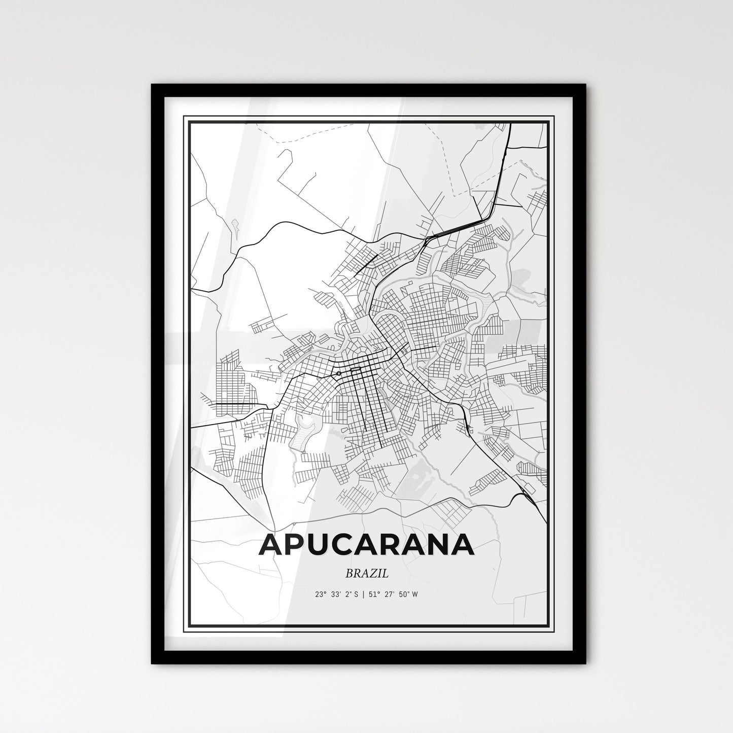 Apucarana Brazil - Scandinavian Style City Map for Modern Home Decor