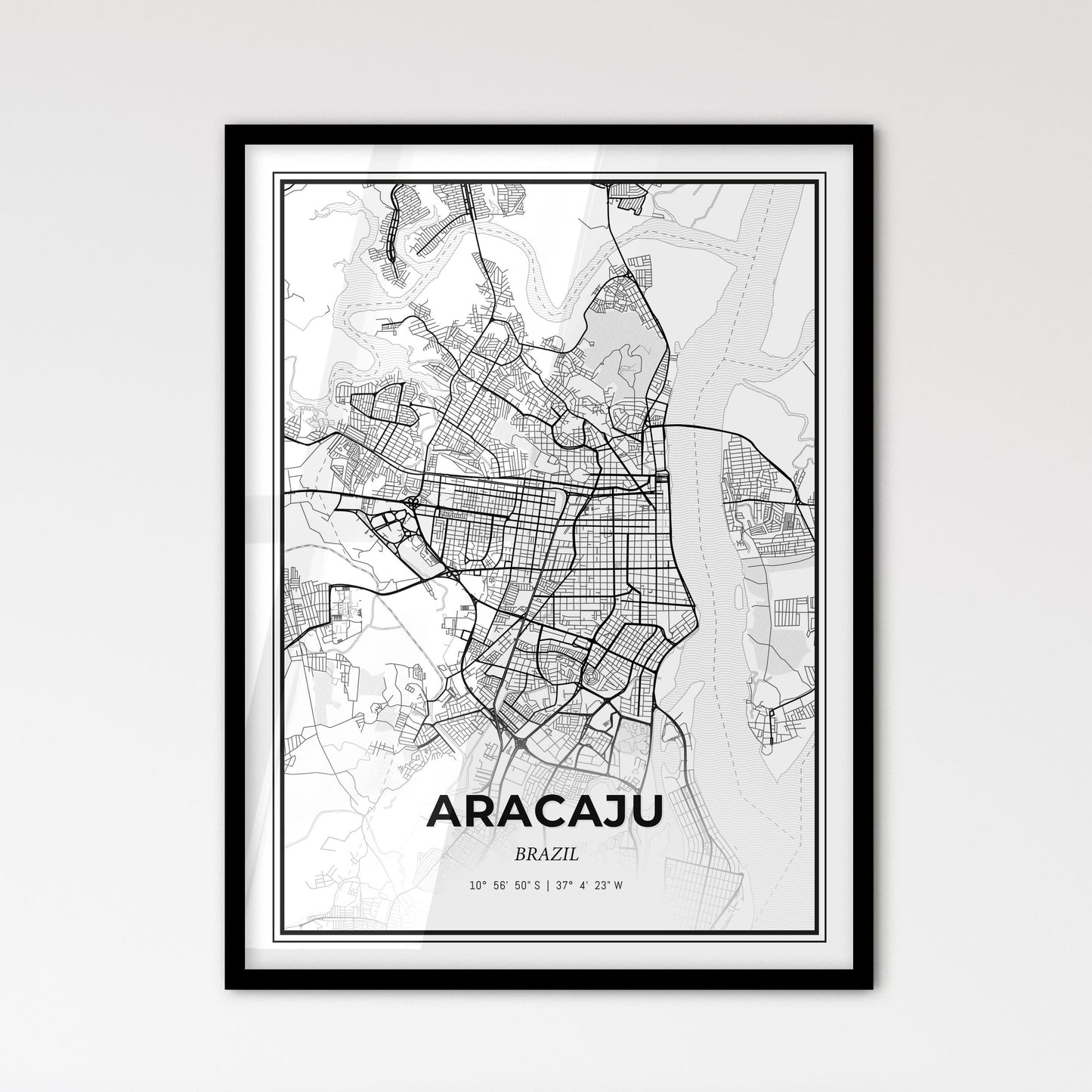 Aracaju Brazil - Scandinavian Style City Map for Modern Home Decor