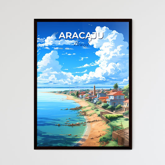 Vibrant Painting of Aracaju City Skyline with Beach Houses, Trees, and Ocean in Colorful Artistic Style Default Title