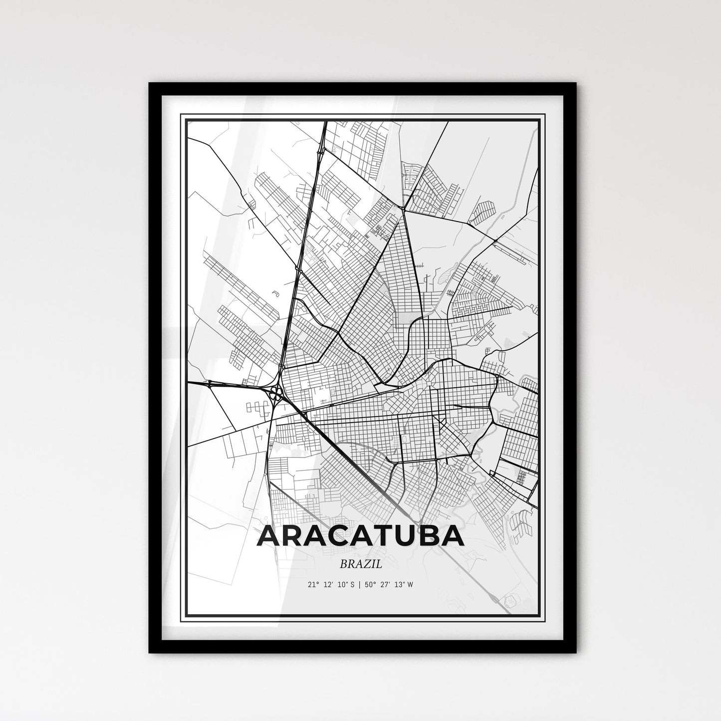 Aracatuba Brazil - Scandinavian Style City Map for Modern Home Decor