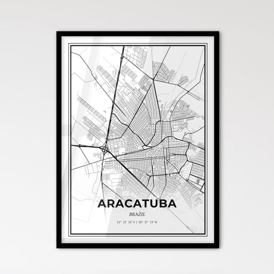 Aracatuba Brazil - Scandinavian Style City Map for Modern Home Decor