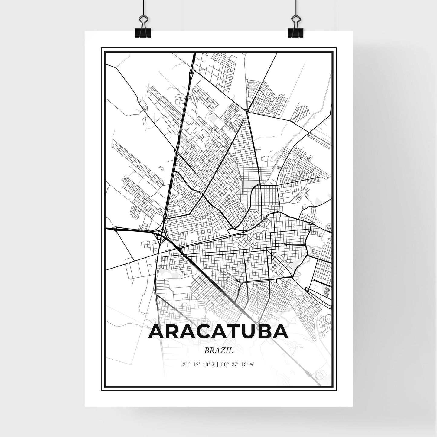 Aracatuba Brazil - Premium City Map Poster