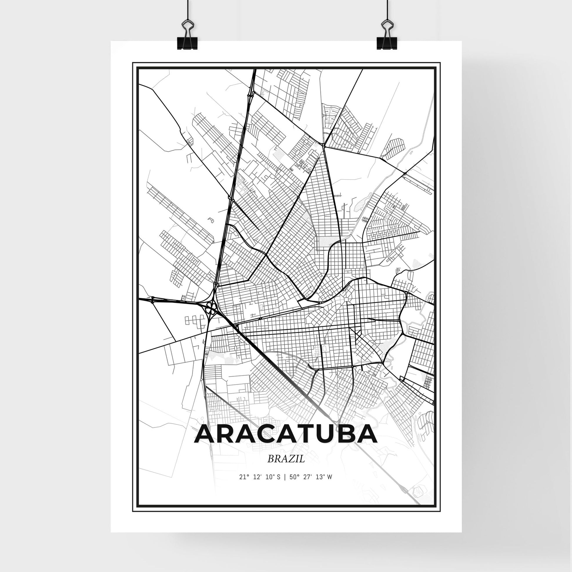 Aracatuba Brazil - Premium City Map Poster