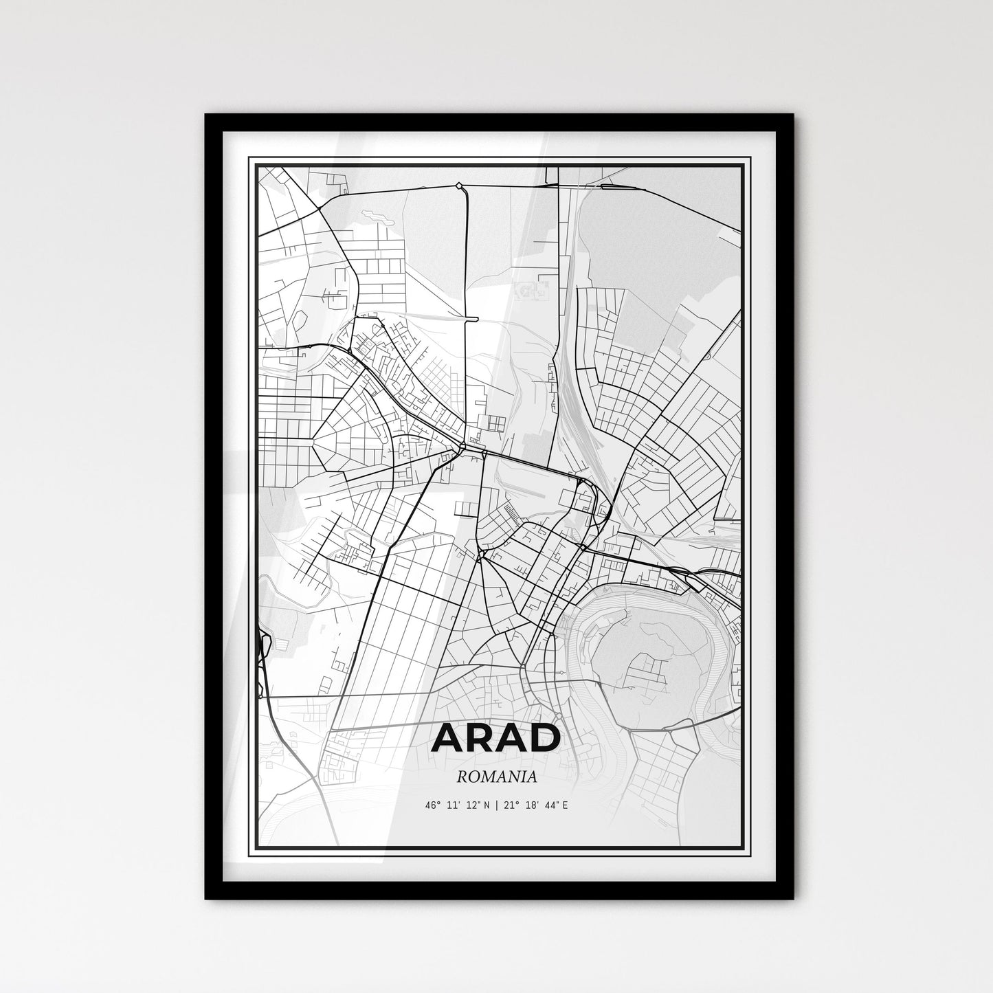 Arad Romania - Scandinavian Style City Map for Modern Home Decor