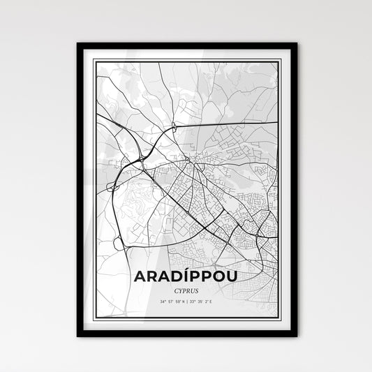 Aradíppou   Cyprus - Scandinavian Style City Map for Modern Home Decor