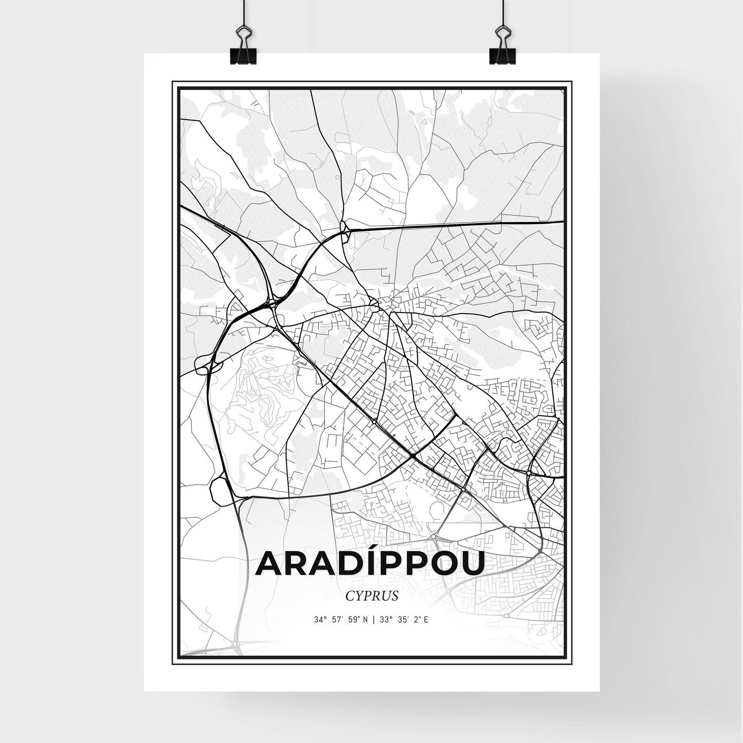 Aradíppou   Cyprus - Premium City Map Poster