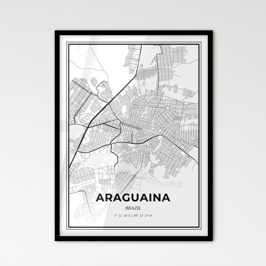 Araguaina Brazil - Scandinavian Style City Map for Modern Home Decor