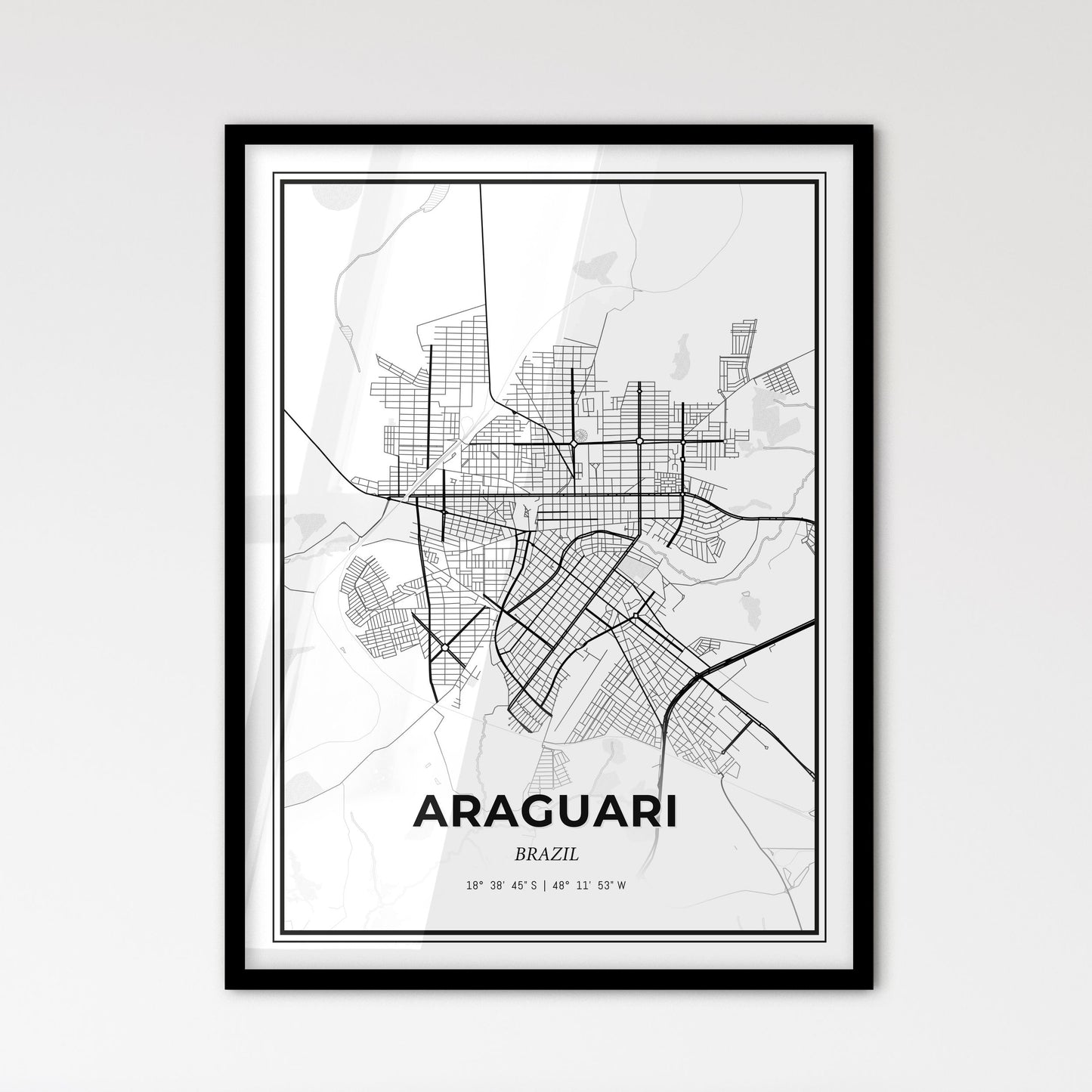 Araguari Brazil - Scandinavian Style City Map for Modern Home Decor