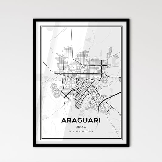 Araguari Brazil - Scandinavian Style City Map for Modern Home Decor