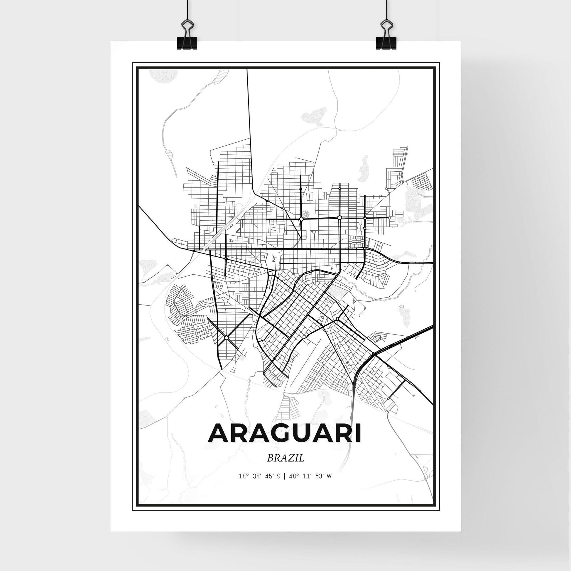 Araguari Brazil - Premium City Map Poster