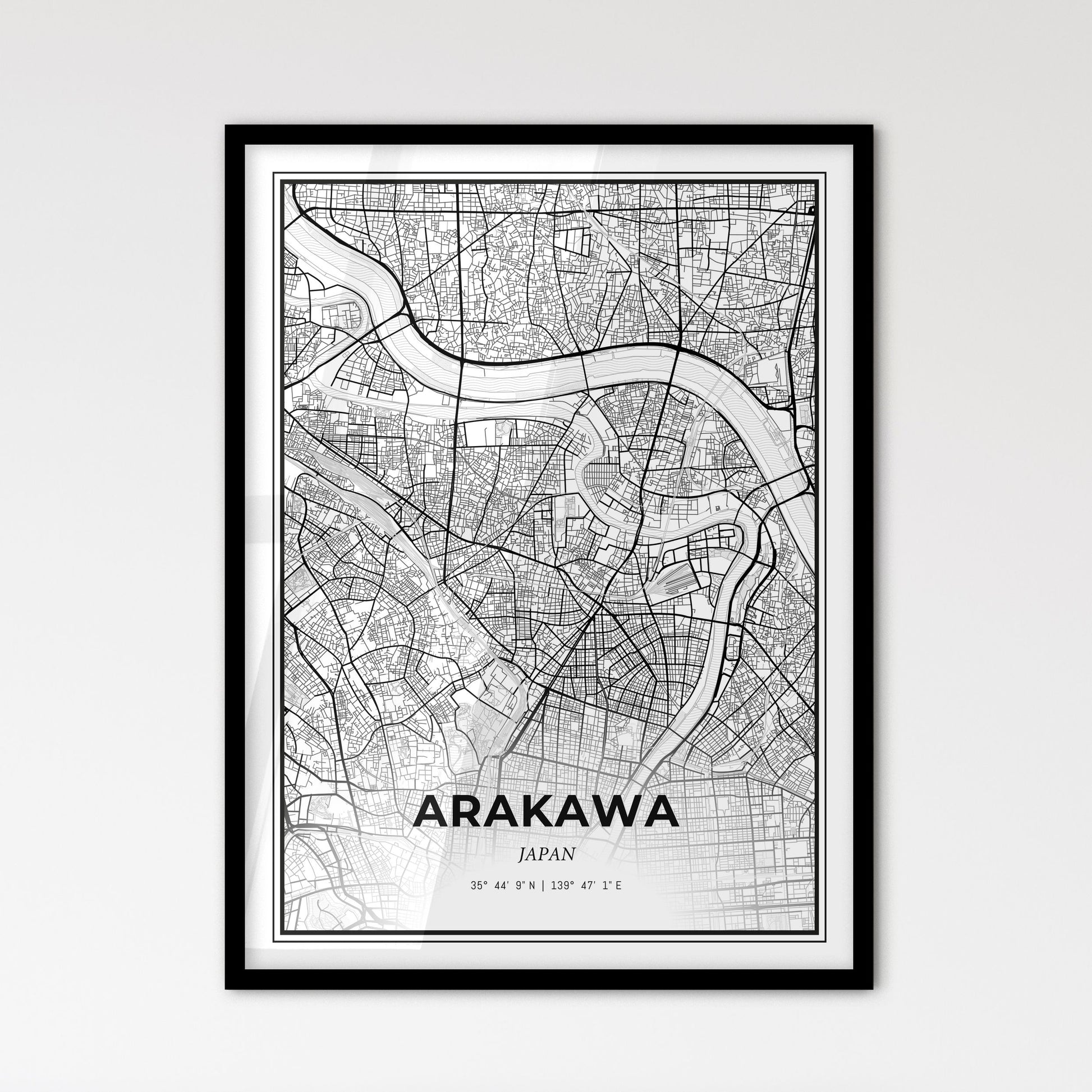 Arakawa Japan - Scandinavian Style City Map for Modern Home Decor