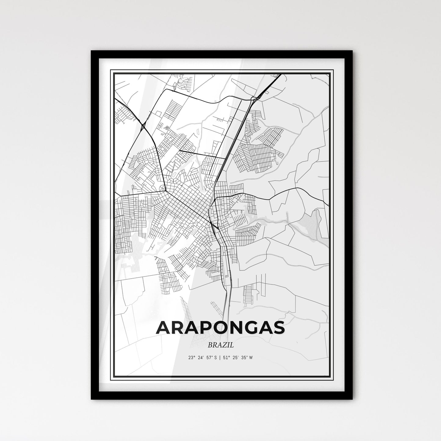 Arapongas Brazil - Scandinavian Style City Map for Modern Home Decor