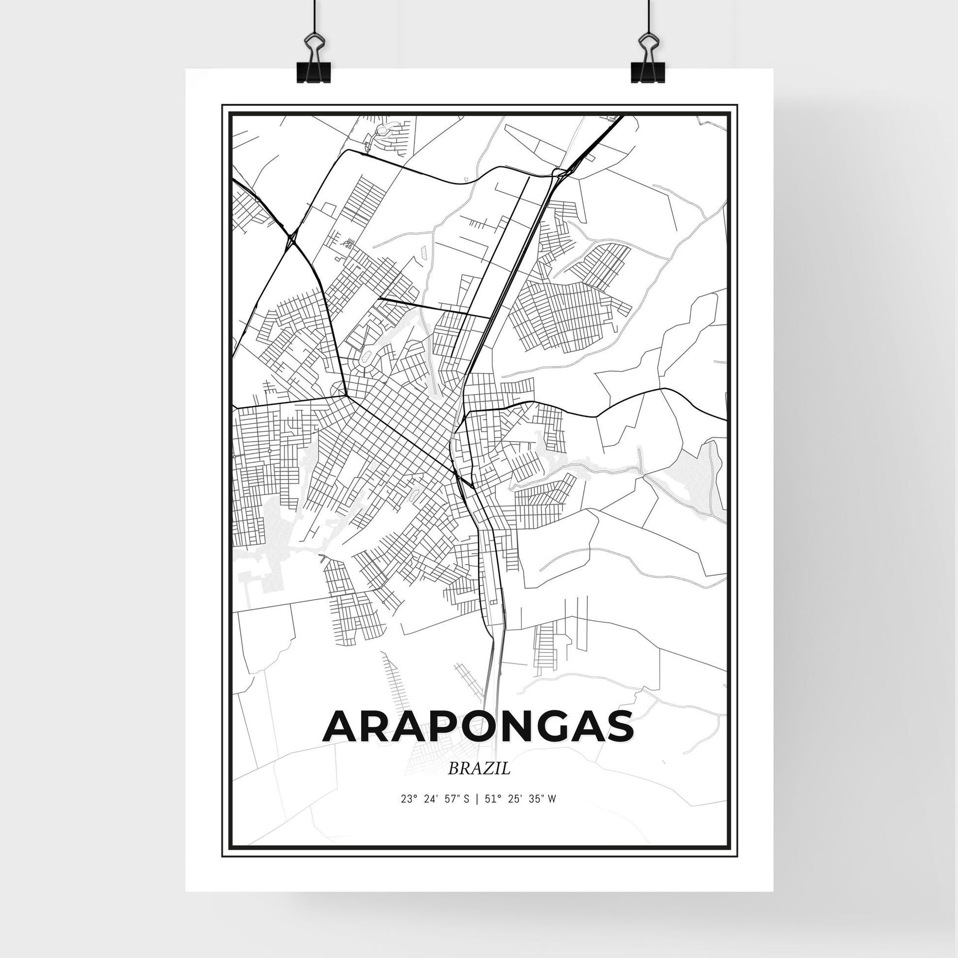 Arapongas Brazil - Premium City Map Poster