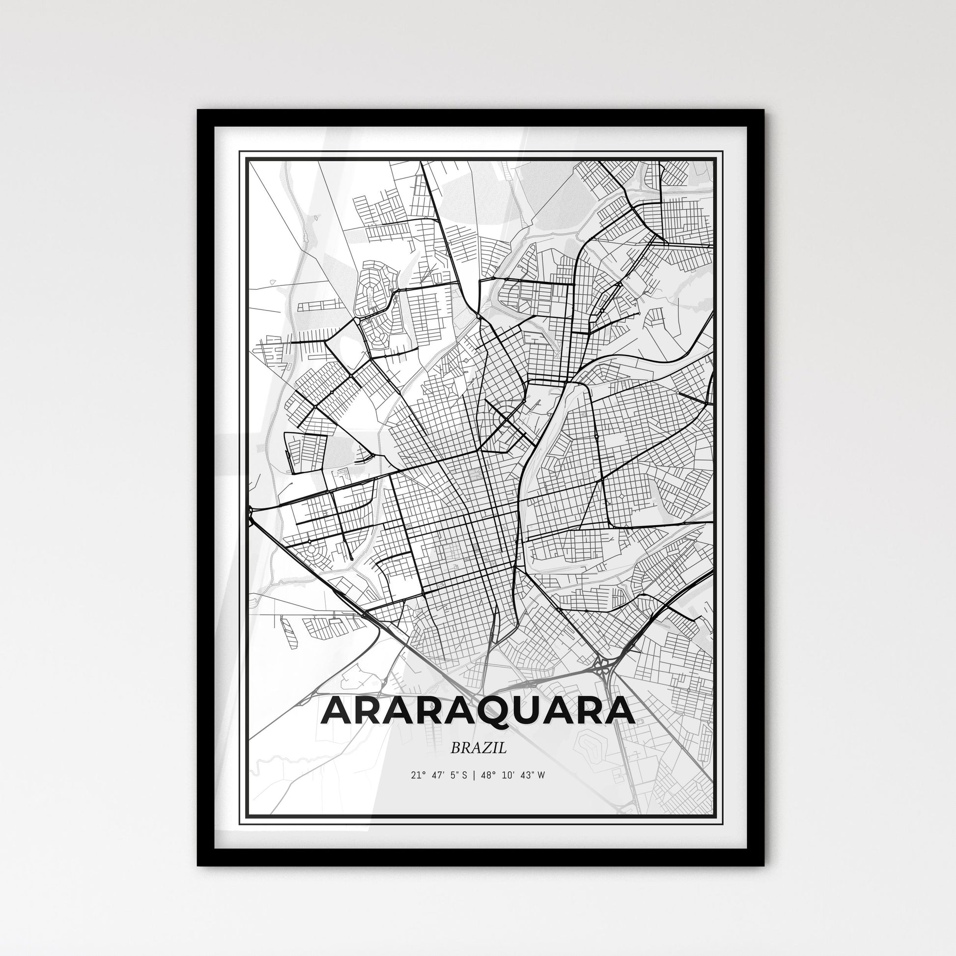 Araraquara Brazil - Scandinavian Style City Map for Modern Home Decor