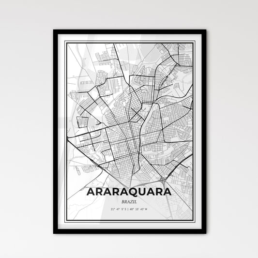 Araraquara Brazil - Scandinavian Style City Map for Modern Home Decor