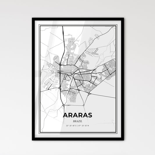 Araras Brazil - Scandinavian Style City Map for Modern Home Decor