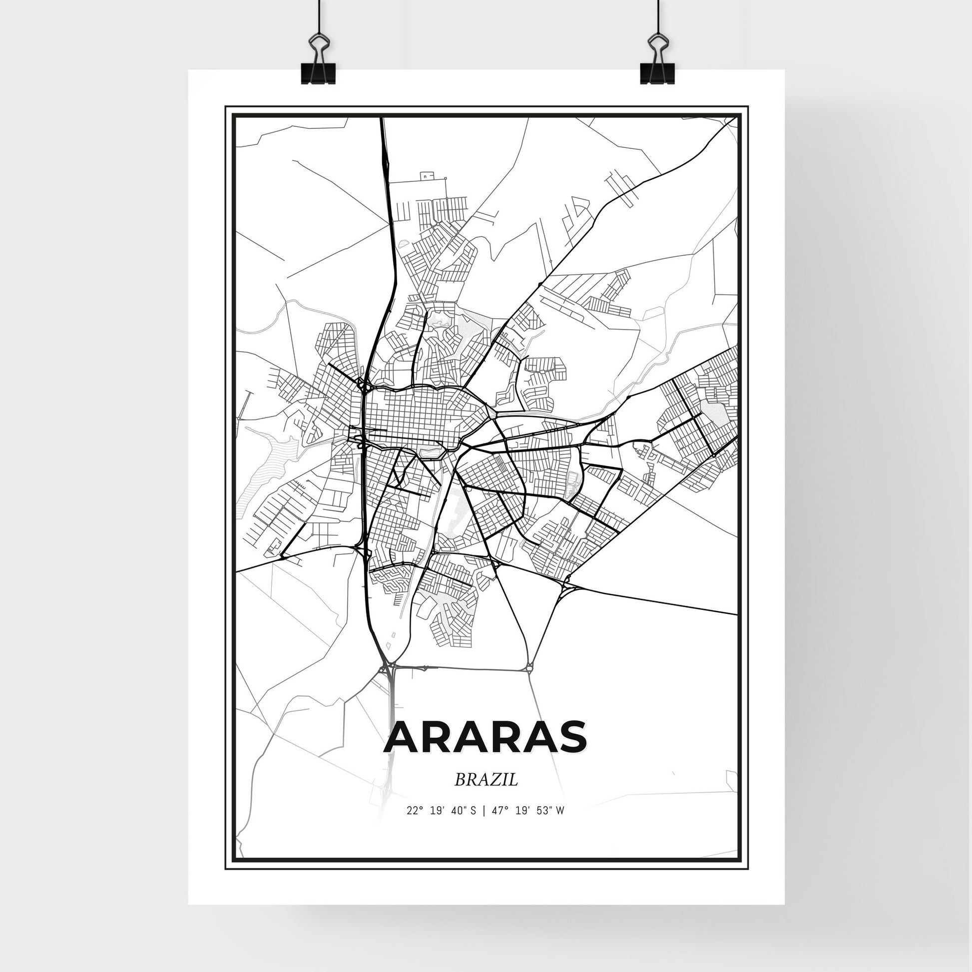 Araras Brazil - Premium City Map Poster