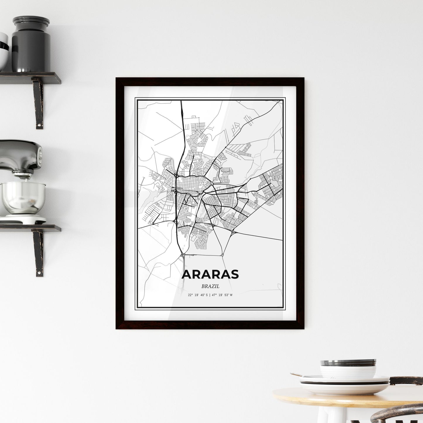 Araras Brazil - Minimal City Map