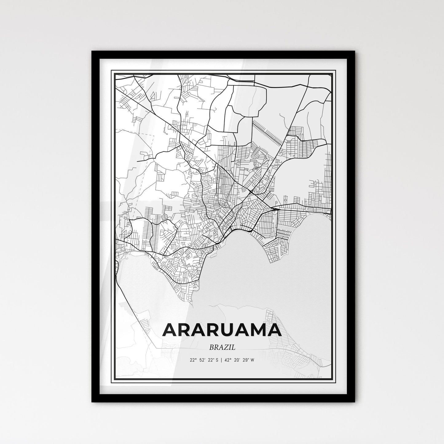 Araruama Brazil - Scandinavian Style City Map for Modern Home Decor