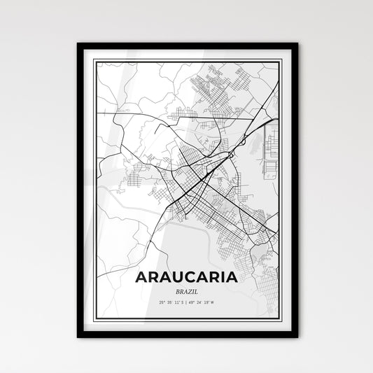 Araucaria Brazil - Scandinavian Style City Map for Modern Home Decor