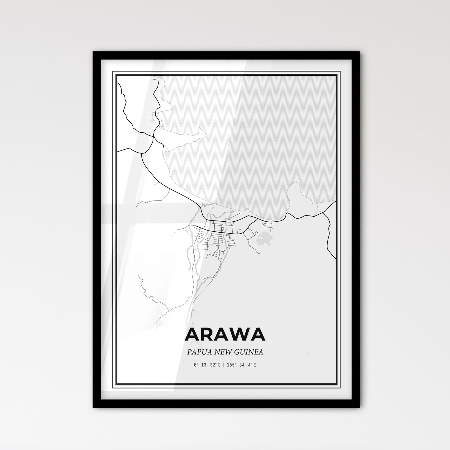 Arawa Papua New Guinea - Scandinavian Style City Map for Modern Home Decor