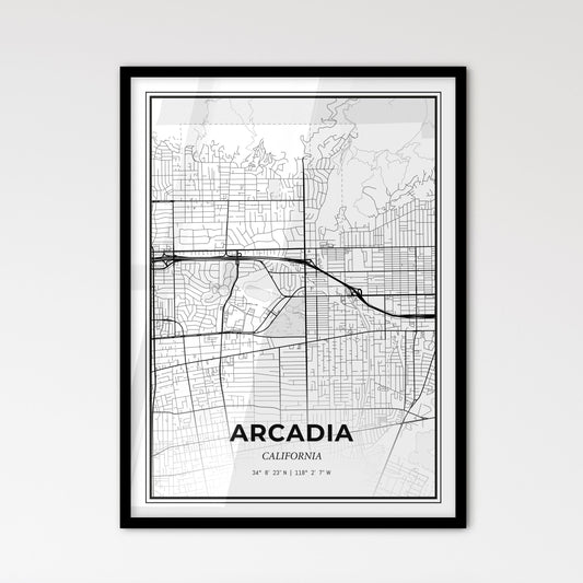 Arcadia California - Scandinavian Style City Map for Modern Home Decor