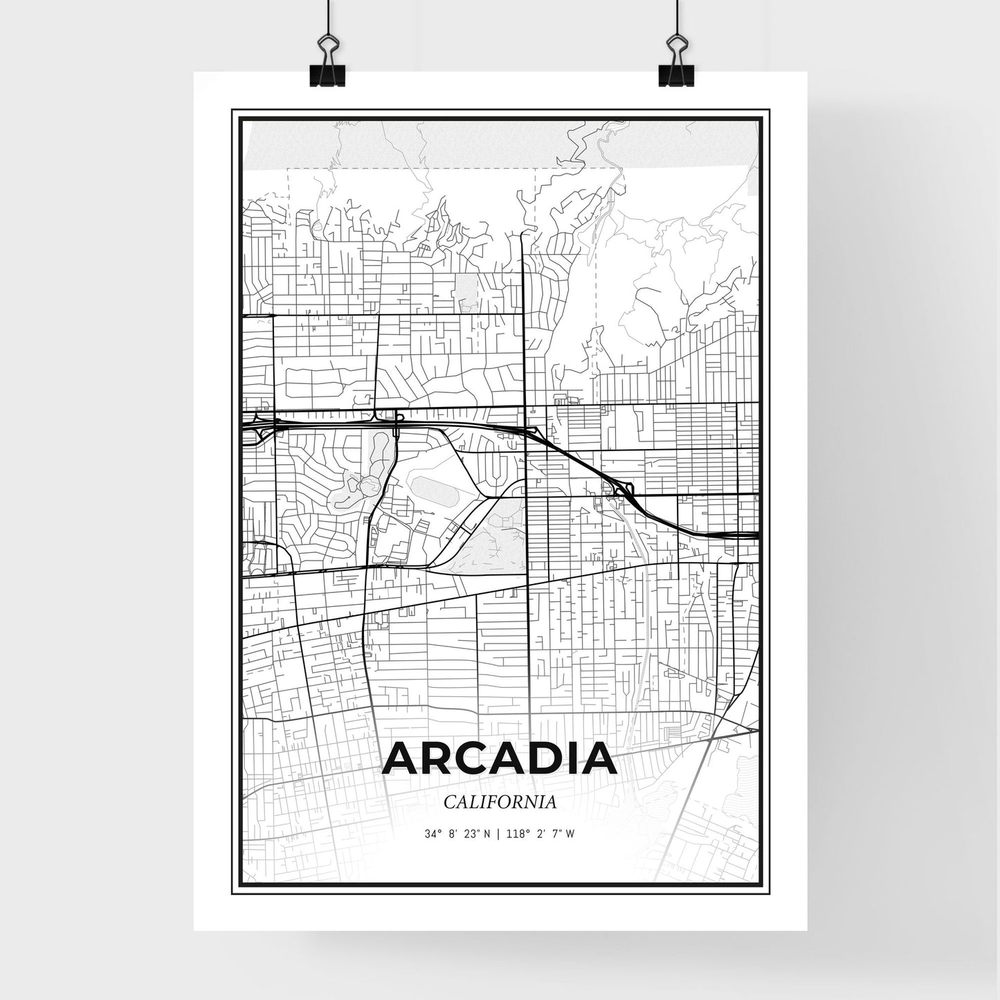 Arcadia California - Premium City Map Poster