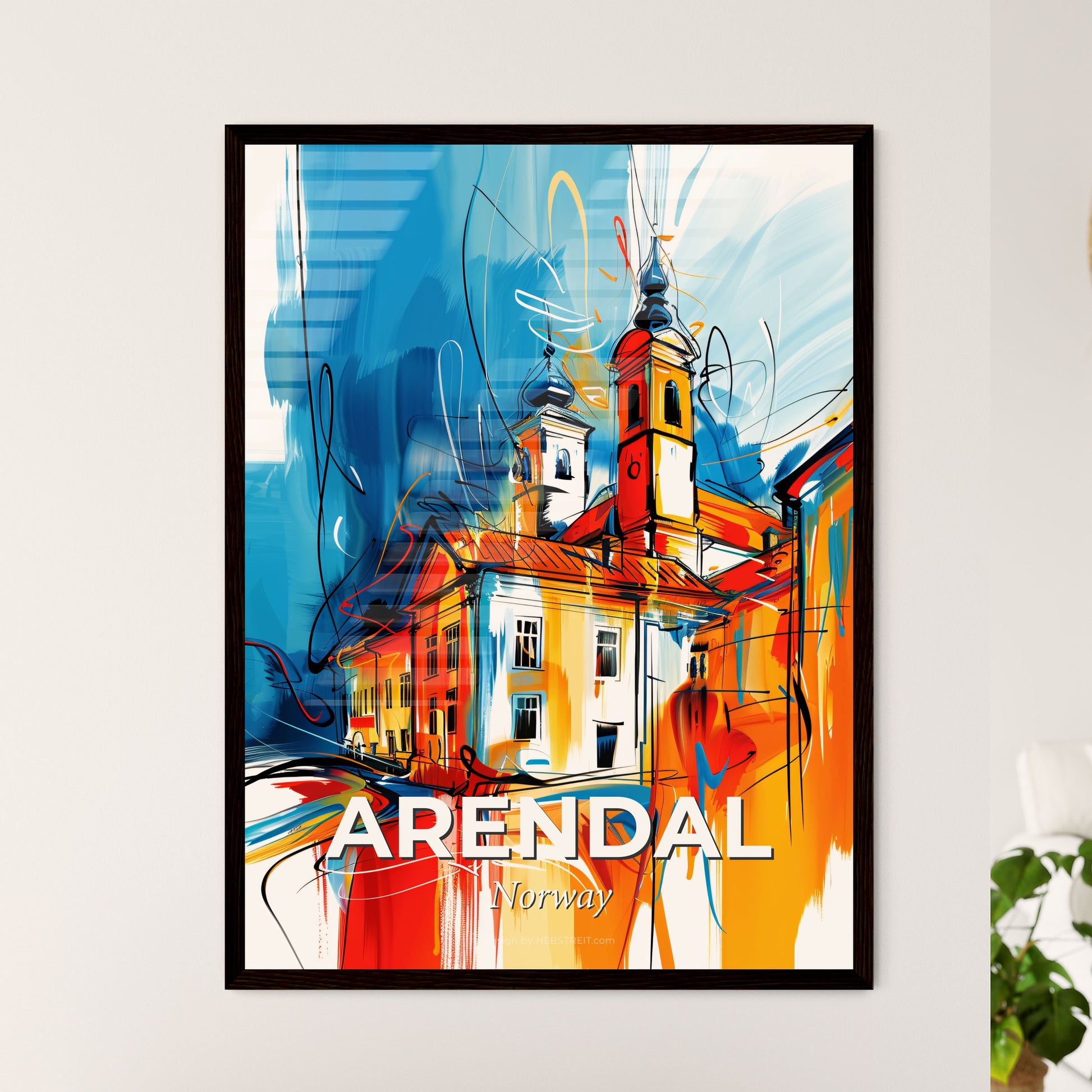 Vibrant Arendal, Norway - A Painting Of A Building