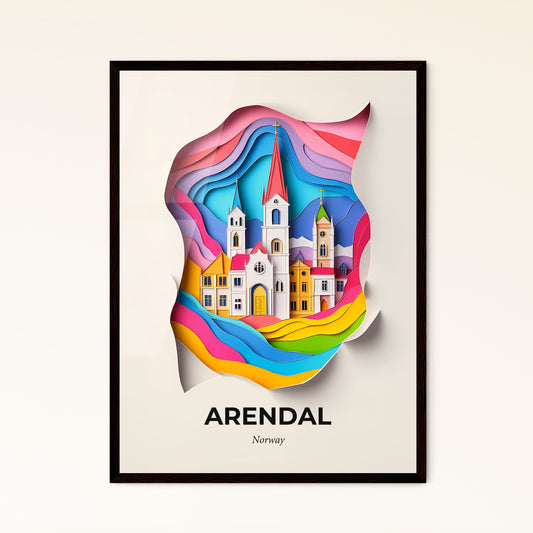 Vivid Arendal, Norway - a paper cut of a church with a rainbow colored roof