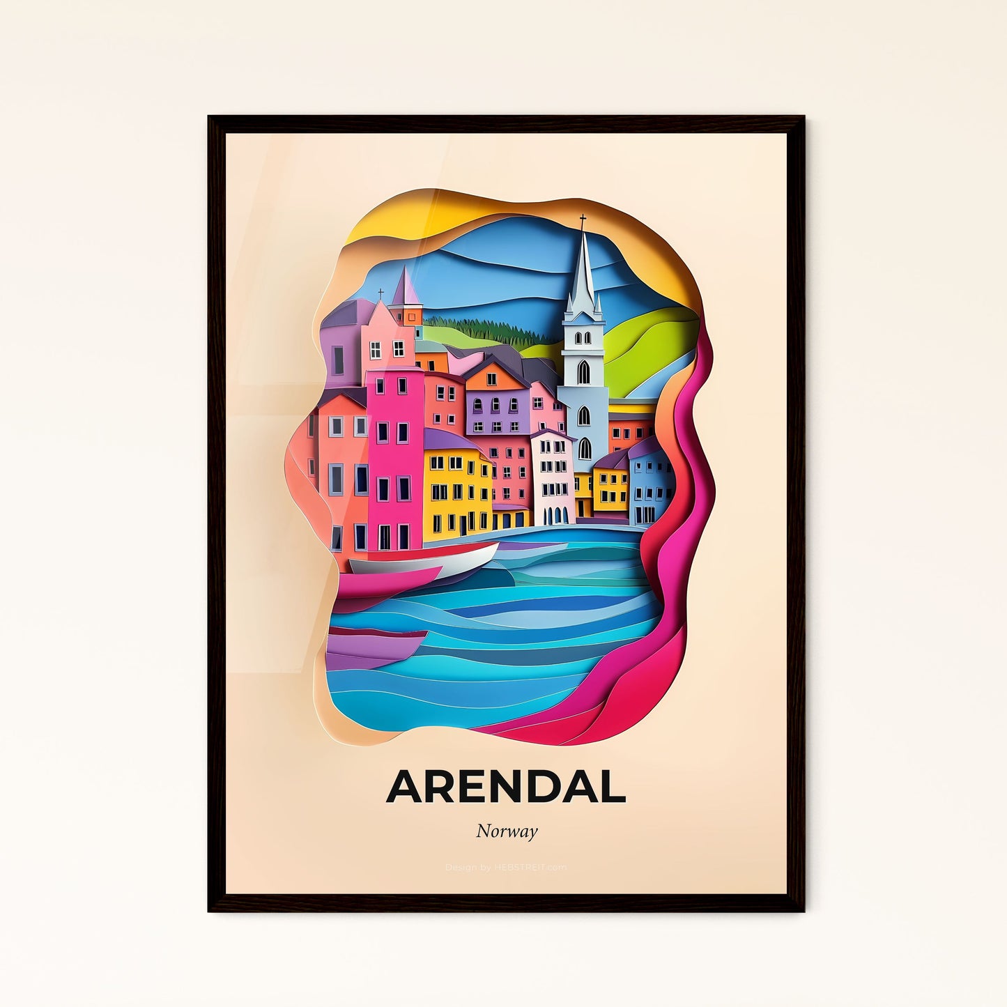 Vivid Arendal, Norway - a paper cut of a city with a boat