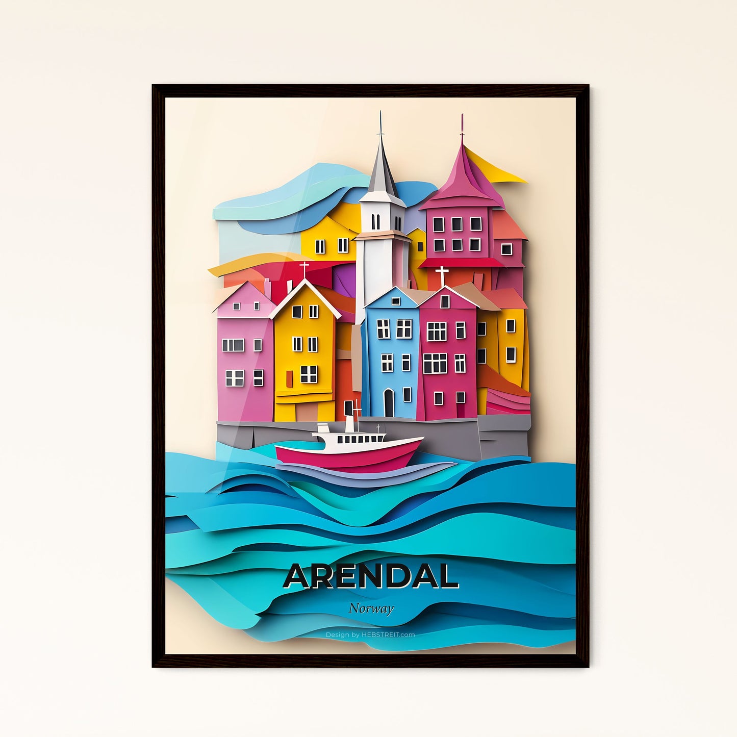 Vivid Arendal, Norway - a paper cut of a boat in the water