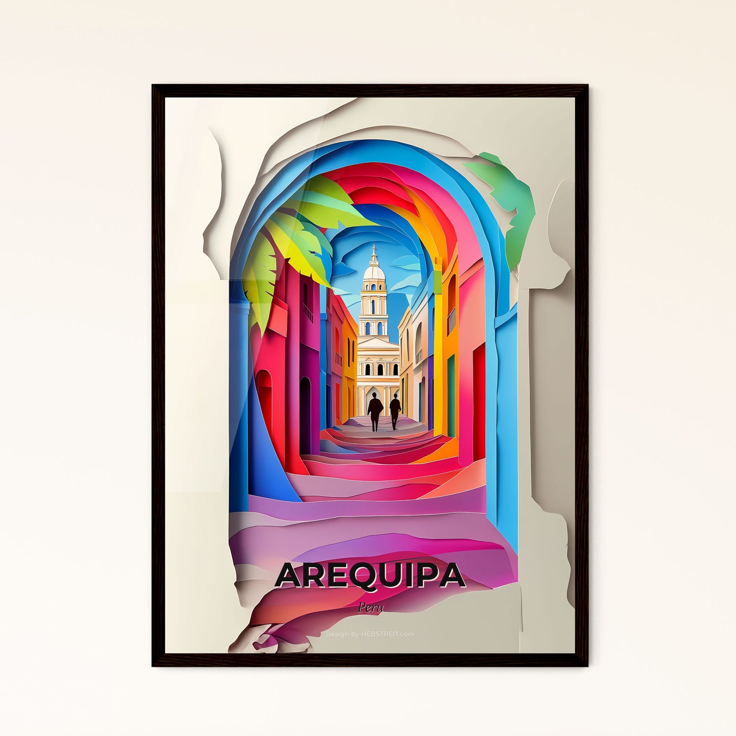 Vivid Arequipa, Peru - a colorful archway with a man walking down it