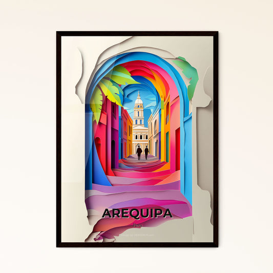 Vivid Arequipa, Peru - a colorful archway with a man walking down it