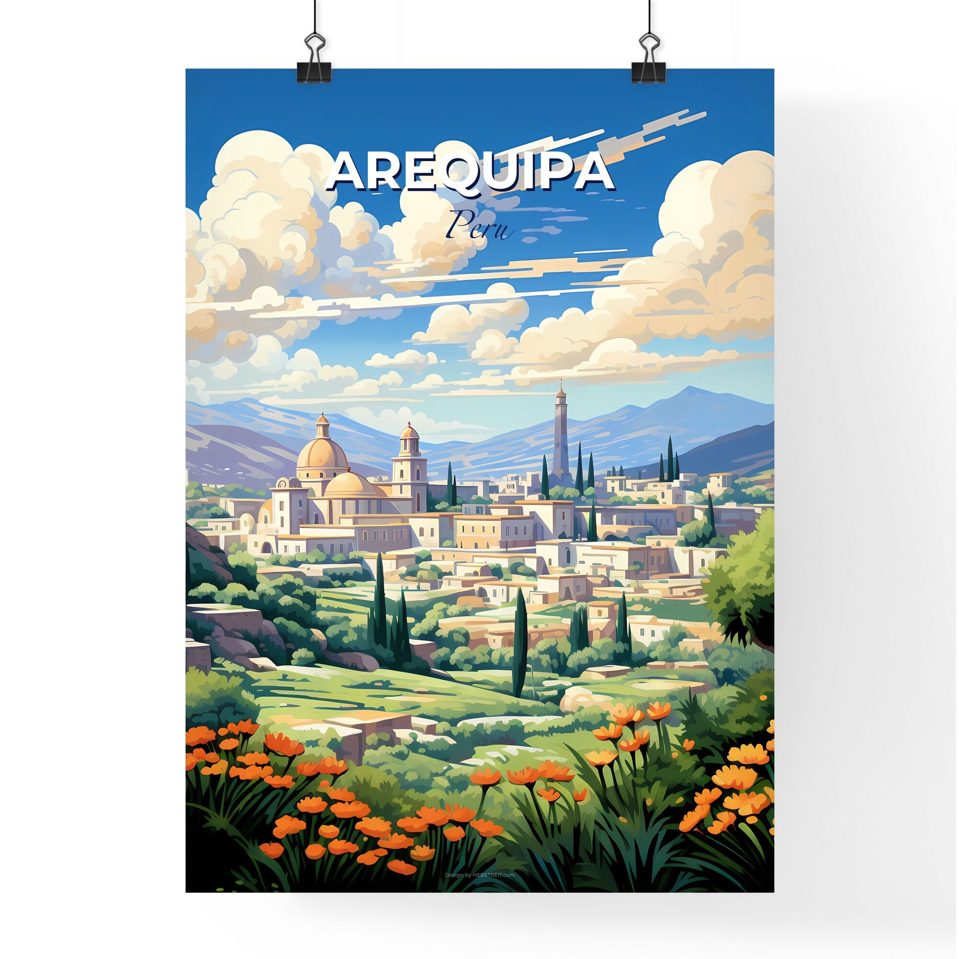 Vibrant Cityscape of Arequipa, Peru with Andean Peaks, Celebrating the Art of Architecture and Nature's Grandeur Default Title