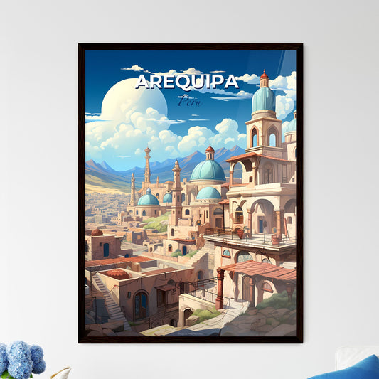 Artful City Skyline of Arequipa Peru with Azure Domes and Mountain Peaks Default Title