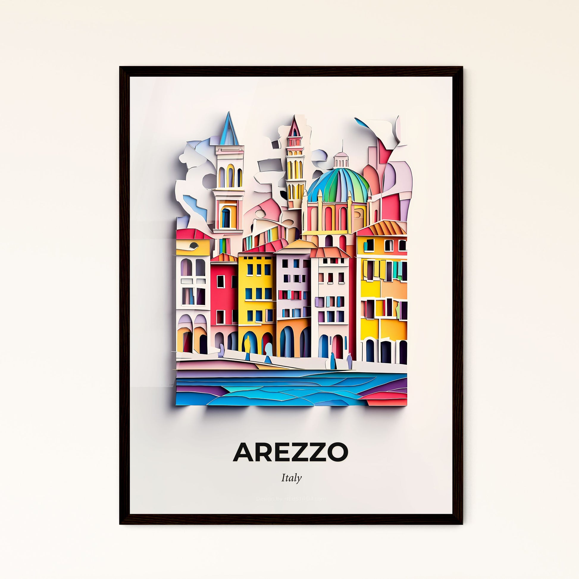 Vivid Arezzo, Italy - a paper cut of a city with a clock tower