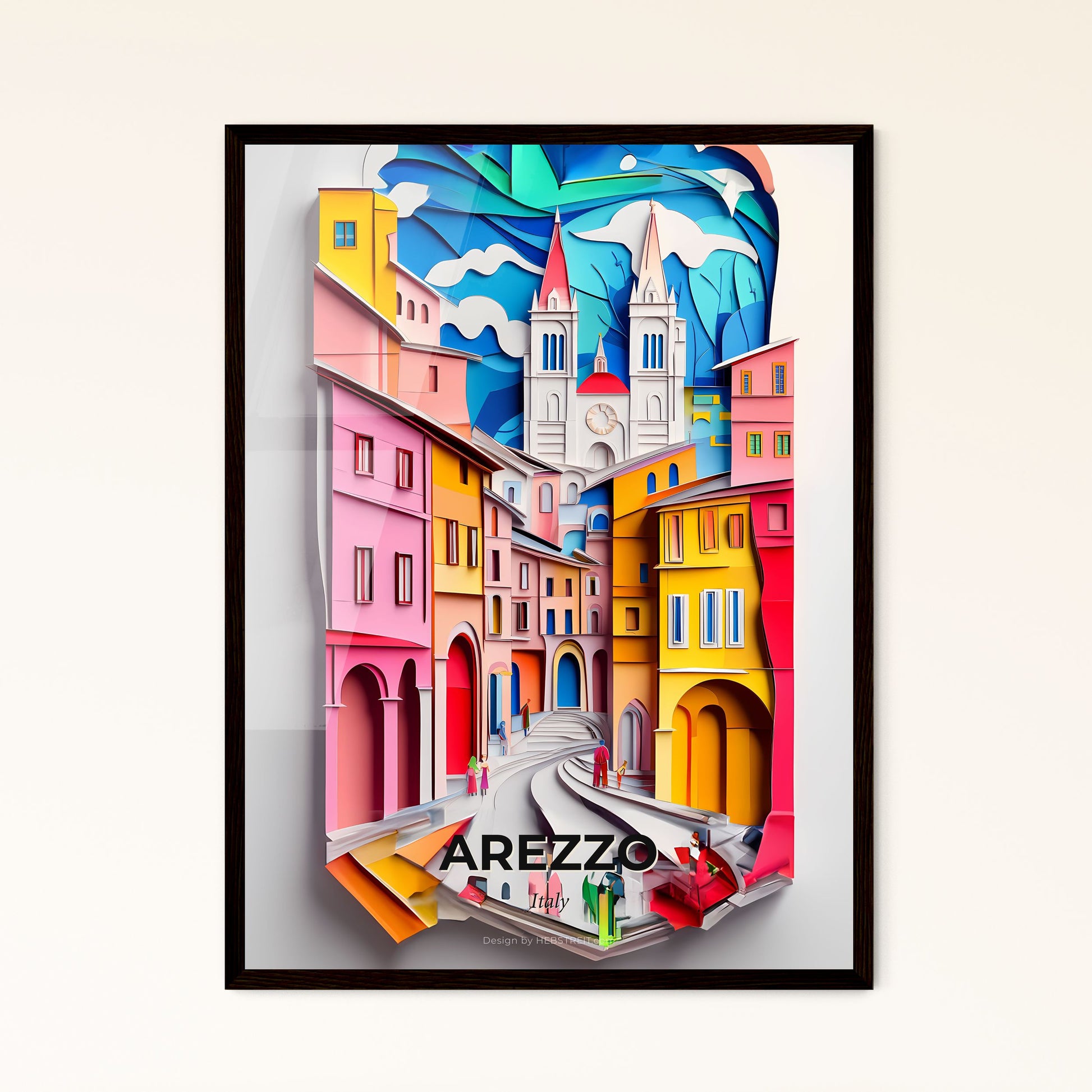 Vivid Arezzo, Italy - a colorful city with a clock tower on the top