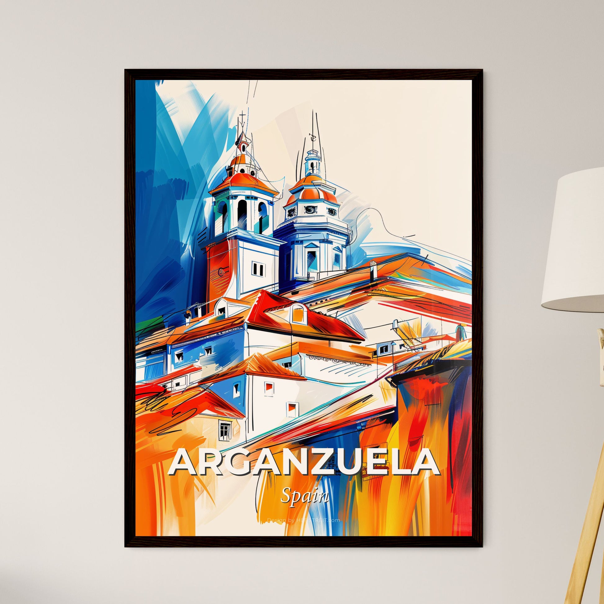 Vibrant Arganzuela, Spain - A Painting Of A Building With Towers