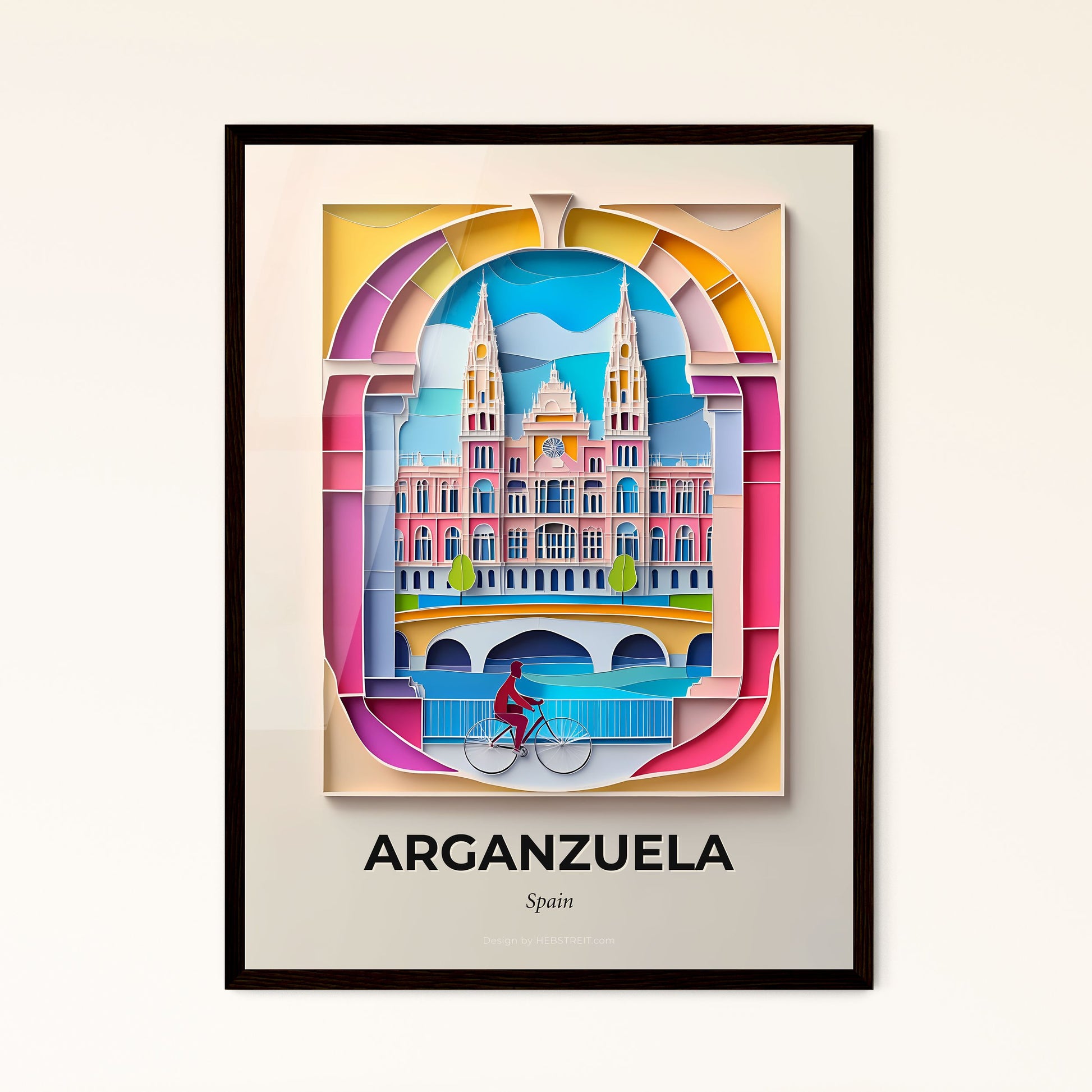 Vivid Arganzuela, Spain - a paper cut of a building with a bicycle